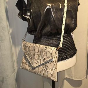 Grey black and white snakeskin crossbody pouch Purse